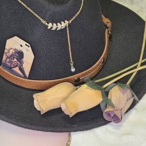 Gold crystal leaf necklace